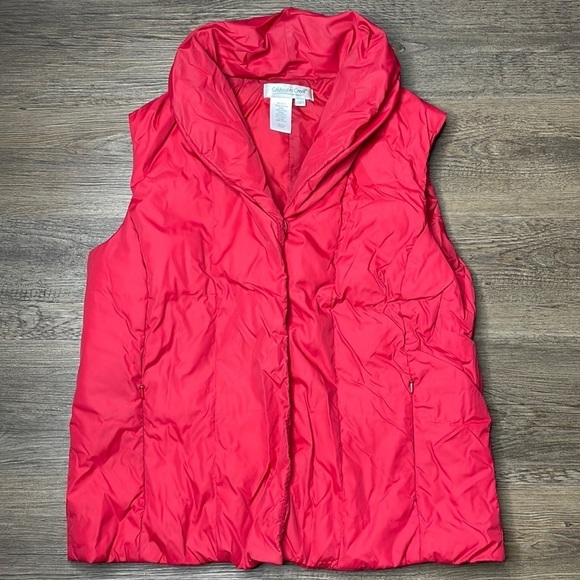 Coldwater Creek Women’s Red Button Down Puffy Vest size small - Picture 1 of 9